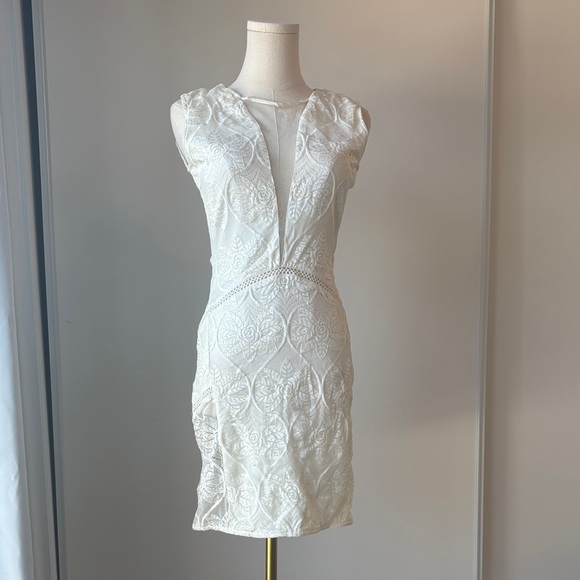 Chic White Lace Mini Dress - Picture 1 of 5